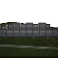 Boutique Hotel Buildings in Modern Style on Green Hillside with Grassland Trees and Scenic Views