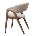 Modern Wooden Chair With Beige Cushion Comfortable Frame And Curved Armrest Design