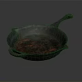 Vintage Cast Iron Pan With Rustic Surface And Long Handle For Kitchen Use 3d model