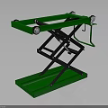 Green Hydraulic Lift Table Featuring Wheels Black Frame And Lifting Handle 3d model
