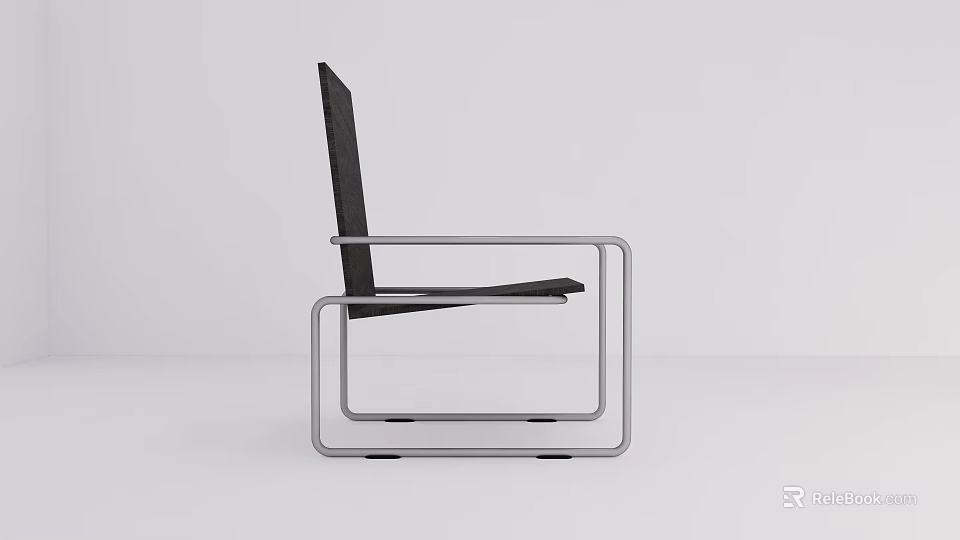 Modern Single Sofa With Sleek Metal Frame And Black Cushion Minimalist Design 3d model 