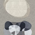 Modern Stylish Rugs with Round Textured Light Design and Abstract Geometric Grey White Blue Patterns