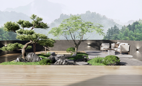 New Chinese Garden Roof Garden 3d model