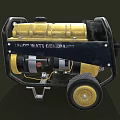 Yellow And Black Portable Generator With Wheels And Control Panel Design 3d model