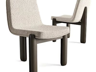Modern Single Chair With Textured Fabric Seat And Dark Wooden Legs 3d model