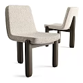 Modern Single Chair With Textured Fabric Seat And Dark Wooden Legs