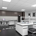 Modern Laboratory Interior With Benches Cabinets And Equipment 3d model