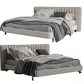 Modern Light Gray Double Bed Design With Tufted Headboard And Bed Linens