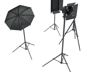 Professional Photography Lighting Equipment With Umbrella Softbox Soft Panel And Spotlight On Tripod Stands 3d model