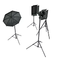 Professional Photography Lighting Equipment With Umbrella Softbox Soft Panel And Spotlight On Tripod Stands