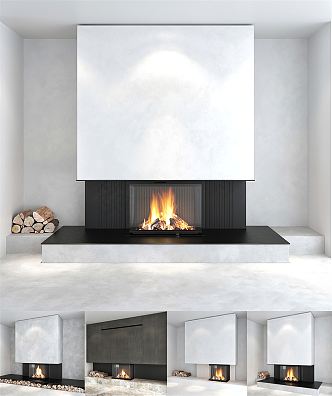 Modern Fireplace Combo 3d model