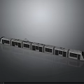 Modern Streamlined Silver Gray Metro Train With Multiple Carriages And Reflection 3d model