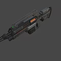 Futuristic Sci Fi Weapon With Metallic Body Green Light And Red Stripes Design
