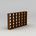 Tech Exhibition Hall Interior Featuring Brown Wooden Bookshelf Multiple Compartments White Background