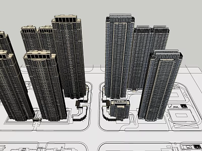 Modern High Rise Architectural Model With Urban Skyscrapers And Layout Design 3d model