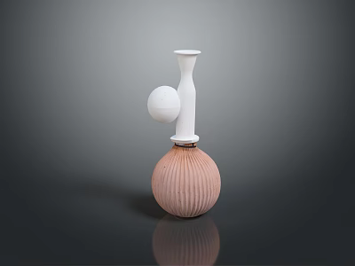 Scientific Laboratory Equipment With Pink Striped Spherical Base And White Tubular Structure 3d model