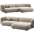 Modern Beige Fabric Sofa Interior With Round Pillows And Modular Sections Design 3d model