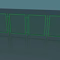 Green Metal Mesh Fence With Connected Multiple Rectangular Frames on Gray Floor 3d model