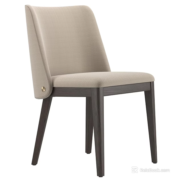 Modern Upholstered Dining Chair With Beige Fabric Seat And Dark Wooden Legs 3d model 