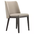 Modern Upholstered Dining Chair With Beige Fabric Seat And Dark Wooden Legs