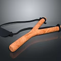 Wooden Slingshot with Black Rubber Bands and Leather Pouch for Outdoor Activities