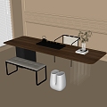 Modern Tea Table and Chair Stool Tea Set Bench 3d model