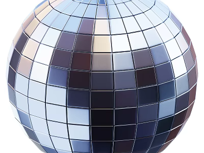 Shiny Spherical Decorative Ornament Set With Mirrored Tiles For Home Decor 3d model