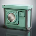 Light Green Vintage Air Conditioner Vent With Metal Frame Grille And Small Panel