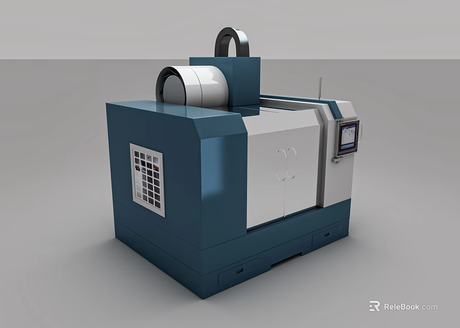 High Precision Industrial CNC Lathe Machine With Modern Design And Control Panel 3d model