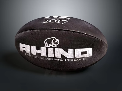 Black RHINO 2017 Rugby Ball With Official Licensed Product Logo 3d model