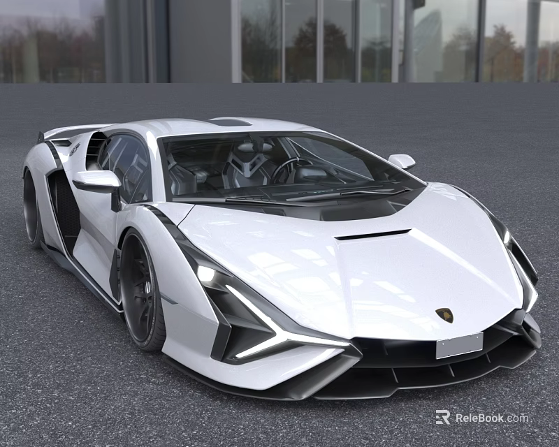 Lamborghini White Sports Car Aerodynamic Sleek Body Scissor Doors Modern Headlights Design 3d model 