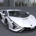 Lamborghini White Sports Car Aerodynamic Sleek Body Scissor Doors Modern Headlights Design