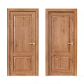 Classic Solid Wood Hinged Doors With Golden Handles And Natural Grain