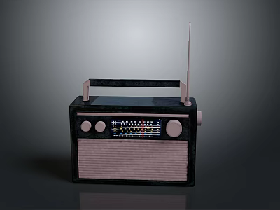 Vintage Radio Electronic Device With Black Casing Antenna FM Dial And Carry Handle 3d model