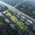 Birds Eye View Planning of Residential Complex With High Rise Buildings Green Areas and Roads