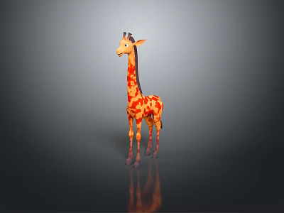 Cute Orange Yellow Spotted Giraffe Stuffed Toy For Kids Room Decor And Play 3d model
