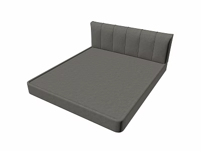 Modern Gray Double Bed With Upholstered Headboard And Minimalist Design 3d model