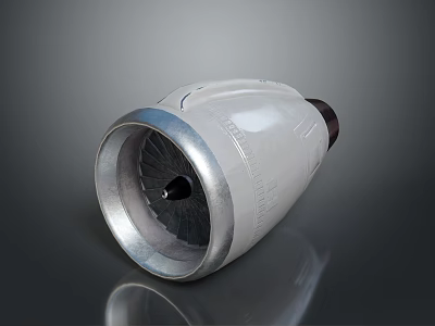 Jet Engine Turbine Component With Metallic Casing And Internal Blades 3d model