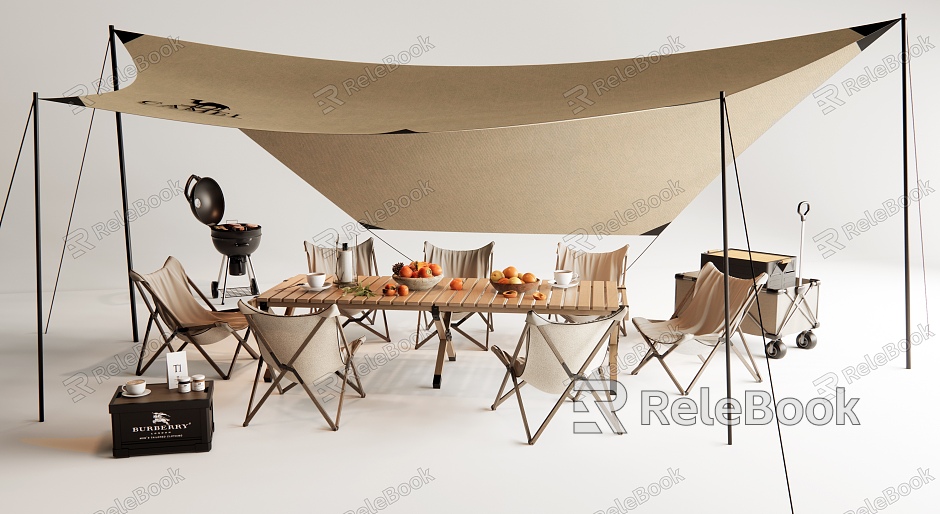 Modern Outdoor Camping Table and Chair Camping Tent Folding Table and Chair Fruit Food model