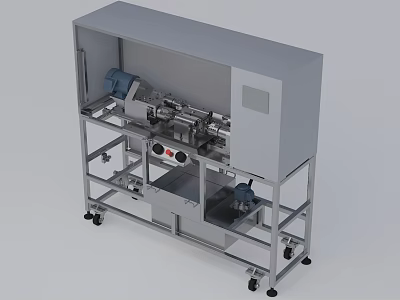 Industrial Equipment with Metal Frame Mobile Design Control Panel and Mechanical Components 3d model