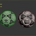 Household Items Two White Soccer Balls Featuring Black Patterns Adidas Logo And ERIVO ENICO Text