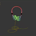 Red Black Over Ear Headphones Wired Design Comfortable Stylish Electronic Device 3d model