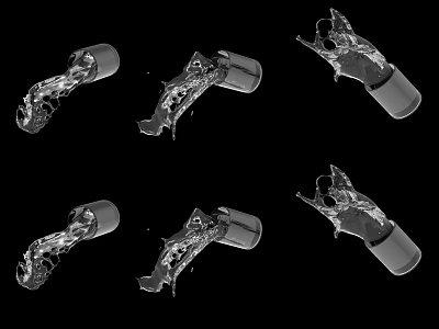 Garden Decor Transparent Glass Water Splash Moment From Various Angles On Black Background 3d model