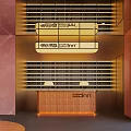 Hotel Lobby Interior Featuring Circular Fireplace Arched Window Pink Walls Sofas And Hanging Pendant Lights
