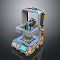 3D Mechanical Device Model With Gray Yellow Blue Accents Platform And Control Interface