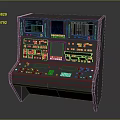 Industrial Control Console With Detailed Buttons Indicators Screens And Meters