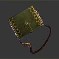 Functional Decorative Leather Notebook With Green Cover Yellow Trims And Brown Strap For Daily Use
