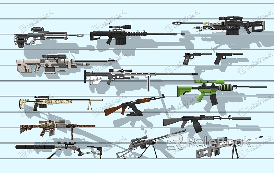 Modern Gun Firearms Weapon Machine Gun Sniper Rifle model