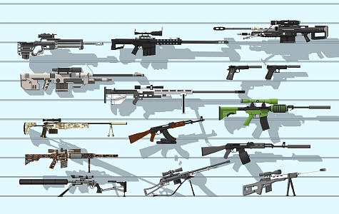 Modern Gun Firearms Weapon Machine Gun Sniper Rifle 3d model