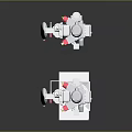 White Car Model Mechanical Components With Pink Accents And Mounted Structure